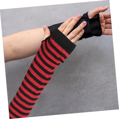 Women Fingerless Knitted Striped Arm Warmers for Winter