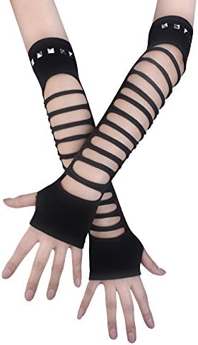 Punk Studded Ripped Arm Warmer