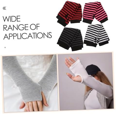 Fashionable Winter Gloves - Cute Striped Fingerless Arm Warmers for Women