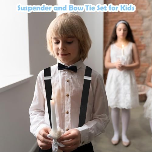 Adjustable Bow Ties and Suspenders for Boys Set