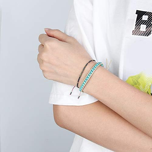Turquoise Bracelet Adjustable Womens Leather cervical beaded bracelet