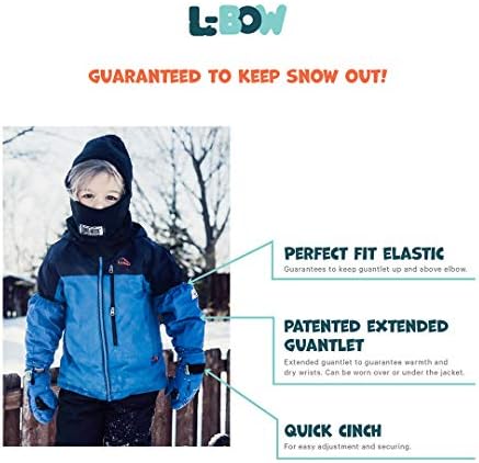 L-BOW Kids Mittens Waterproof Easy Entry Stay-On