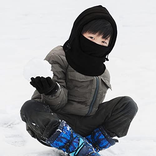 Handepo Kids Winter Gloves Set - Windproof Ski Mask for Neck Face Head