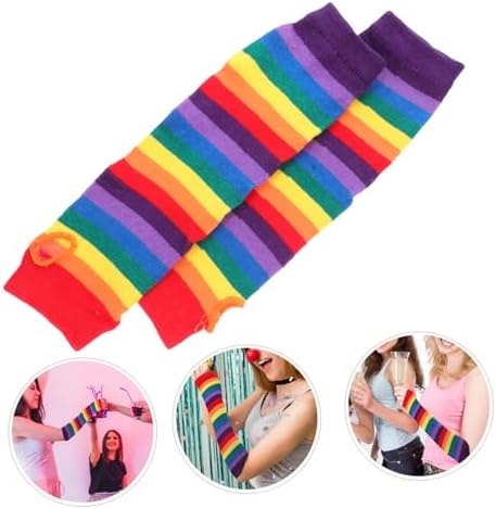 GALPADA Rainbow Warmer Arm Sleeves - Soft Thermal Gloves for Women and Kids