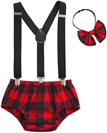 Alvivi Y-Shape Plaid Bow Tie Suspender Bloomers