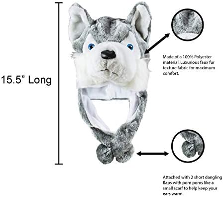 Cute Plush Animal Hat Winter Warm Fashion Grey