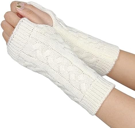 Winter Warm Knitted Mitten Fingerless Gloves Womens Arm Warmers