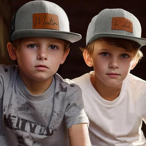 Handmade Custom Toddler Leather Patch Hats - Personalized Dad And Me Accessories