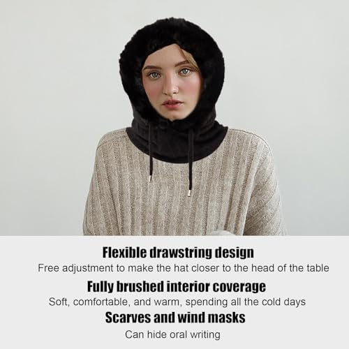 ASIJUNTYECHO Warm Windproof Fluffy Balaclava Face Mask for Women Men