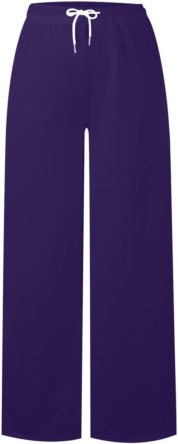 Womens Wide Leg Sweatpants with Pockets and Drawstring 1