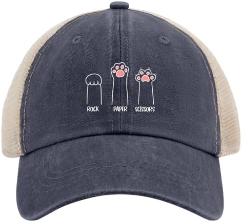Rock Paper Scissors Cute Paw Funny Cat Baseball Hat for Women