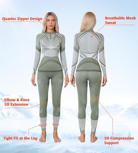 ATTRACO Thermal Underwear Sets Half Zip women - Warm Durable