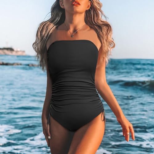 Stylish Patchwork Design One-Piece Swimsuit for Women - Strapless Swimsuit