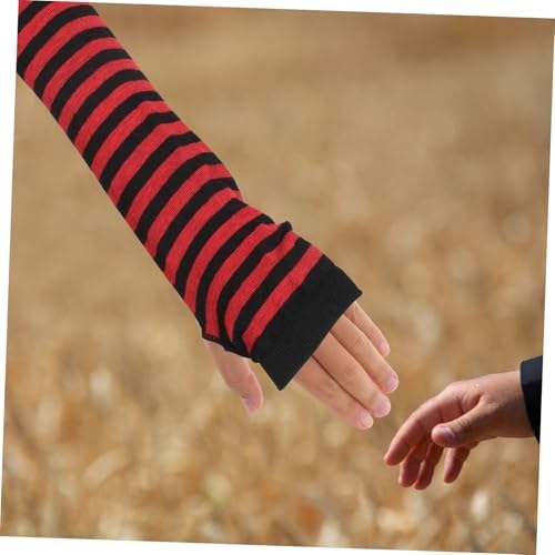 Fashionable Winter Gloves - Cute Striped Fingerless Arm Warmers for Women