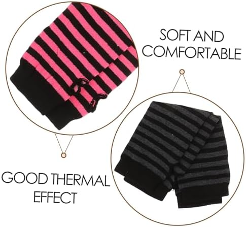 Women Fingerless Knitted Striped Arm Warmers for Winter