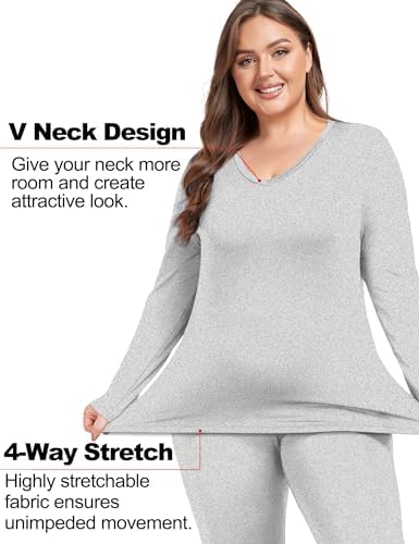 COOTRY Plus Size Thermal Underwear Set for Women