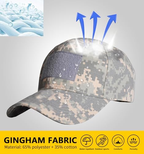 TACTICS ARMOR Tactical Camo Hat Adjustable Baseball Cap for Men and Boys