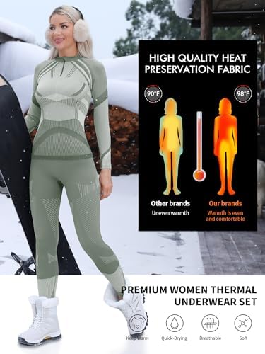 ATTRACO Thermal Underwear Sets Half Zip women - Warm Durable