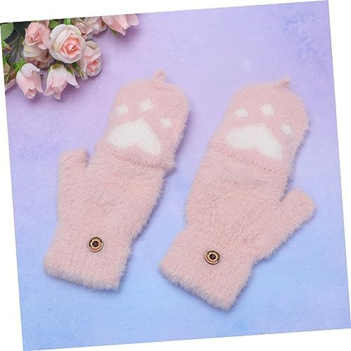 Homoyoyo Plush Half Finger Gloves for Winter
