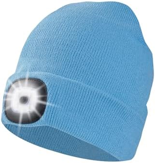 USB Rechargeable LED Beanie Hat for Winter Safety and Outdoor Use