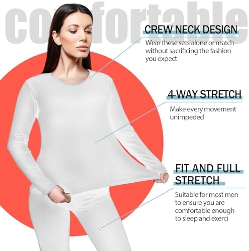 Patelai 5 Set Thermal Underwear for Women Warm Comfortable