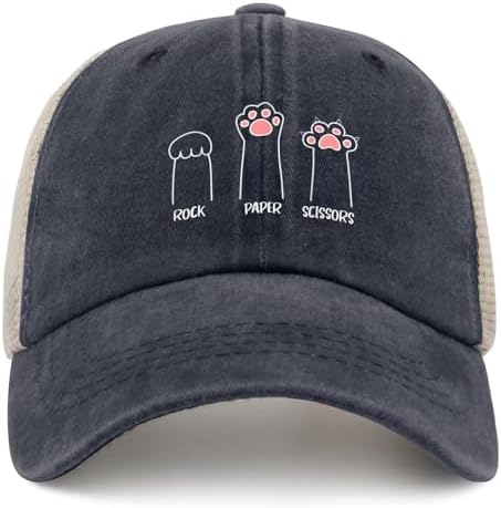 Rock Paper Scissors Cute Paw Funny Cat Baseball Hat for Women