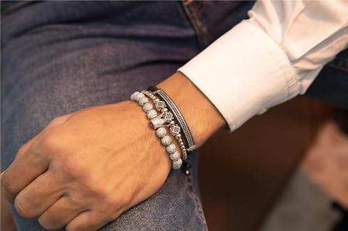 MAGIC FISH Luxurious Silver Crown Bracelet for Men