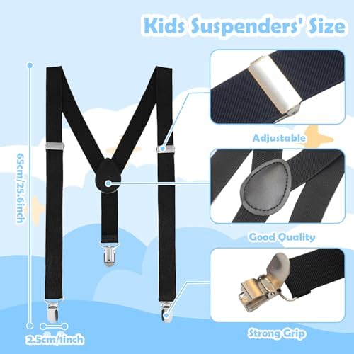 Adjustable Bow Ties and Suspenders for Boys Set