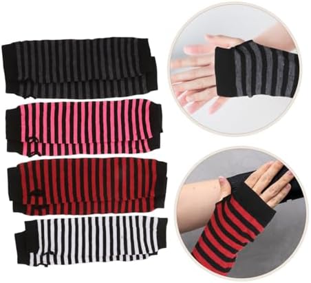 BESPORTBLE Women Fingerless Mittens Arm Warmers with Striped Design