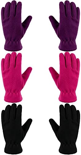 Geyoga 3 Pairs Kids Fleece Gloves