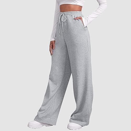 Stylish Cozy Wide-leg High Waisted Womens Fleece Sweatpants