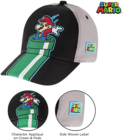 Nintendo Super Mario Cotton Baseball Cap for Boys - Adjustable Comfortable
