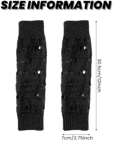 Abeillo Y2K Knit Ripped Arm Warmers for Girls Fashionable Warm 12Inch Gloves