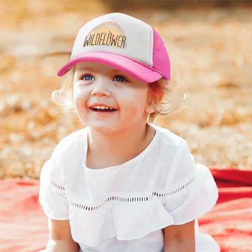 Kids Trucker Hat with Wild Flower Design Kelly Green Adjustable Snapback