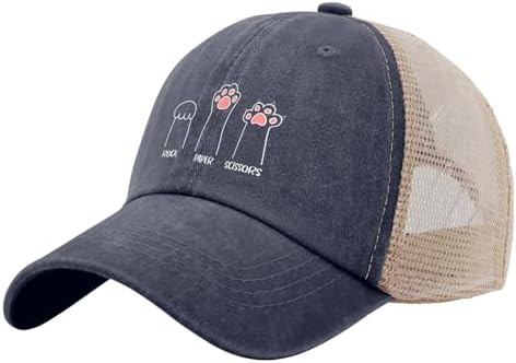 Rock Paper Scissors Cute Paw Funny Cat Baseball Hat for Women