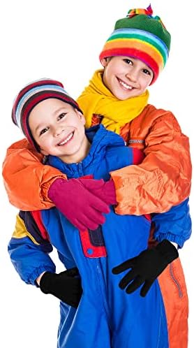 Geyoga 3 Pairs Kids Fleece Gloves