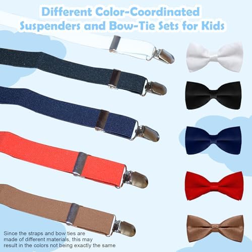 Adjustable Bow Ties and Suspenders for Boys Set