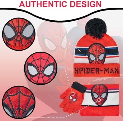 Marvel Spider-Man Winter Hat Scarf and Gloves Set for Kids