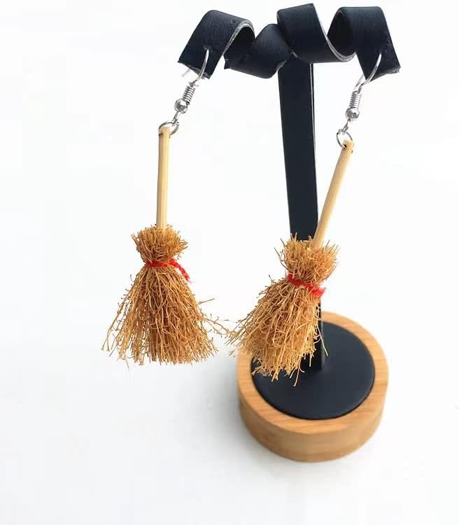 Miniature Witches Broom Earrings Perfect for Halloween