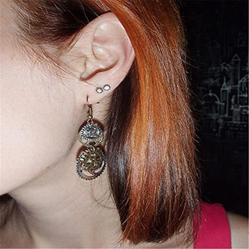 OnlyJump Retro Personalized Earrings for Women - Antique Bronze Steampunk Pendant Drop