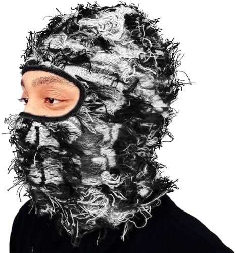 Malaxlx Distressed Balaclava Ski Mask Full Face Winter Windproof Beanie