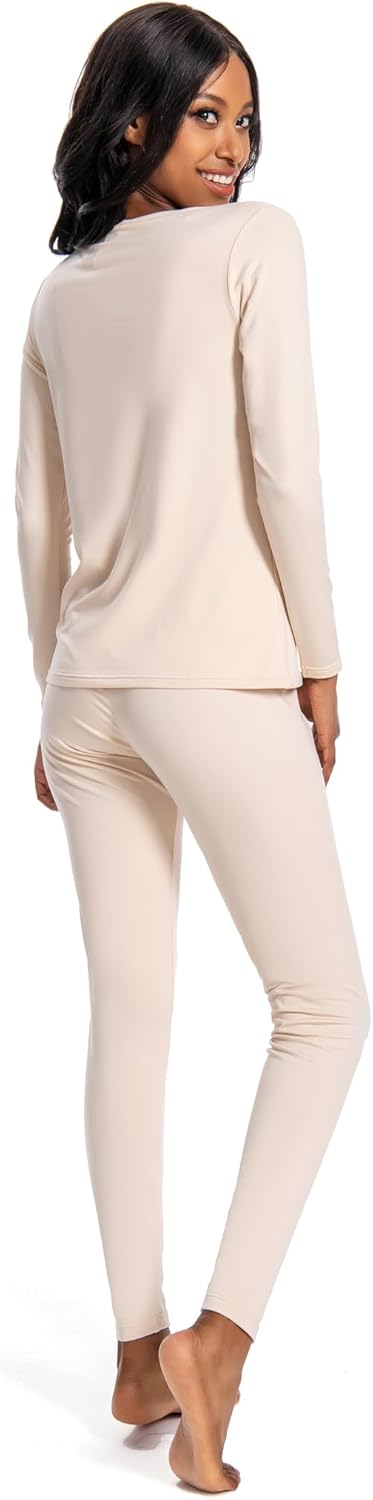 Nutria Womens Thermal Underwear Set Winter Fleece Lined Base Layer