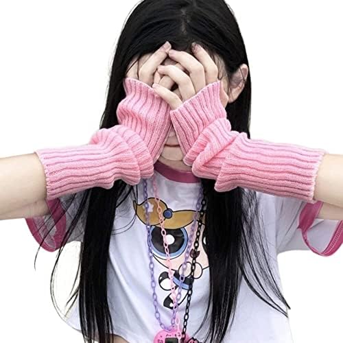 WSXKA Kawaii Pink Fingerless Gloves