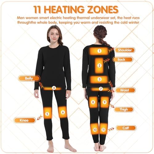 Womens Heated Underwear Set with 3-Speed Heating