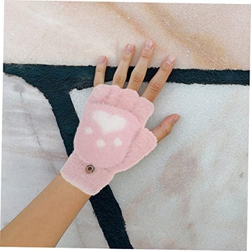 Ipetboom Pink Love Plush Half Finger Winter Gloves for Boys