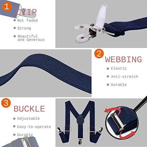 WELROG Kids Suspender Bow Tie Sets