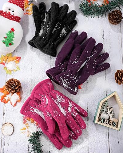 Geyoga 3 Pairs Kids Fleece Gloves