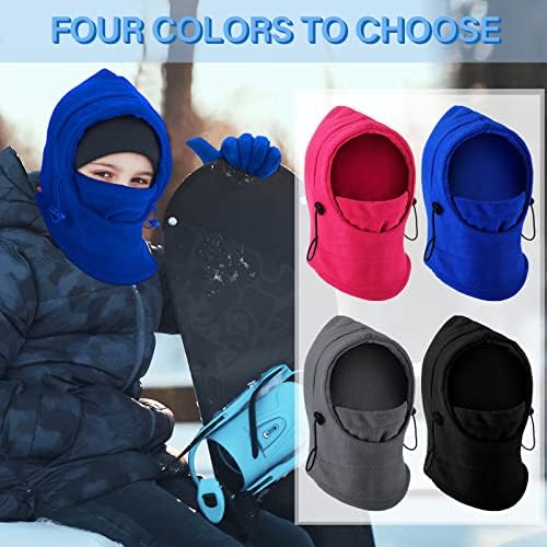 Handepo Kids Winter Gloves Set - Windproof Ski Mask for Neck Face Head