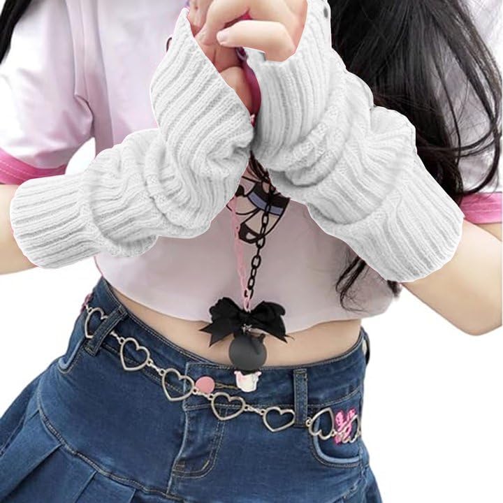 Zuhekti Arm Warmers Winter Fingerless Gloves Knit Mitten With Thumb Hole