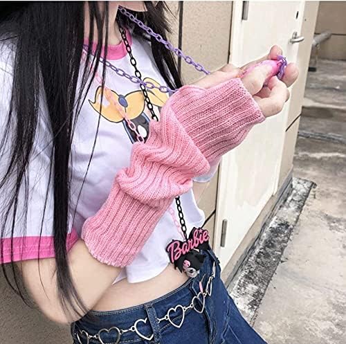 WSXKA Kawaii Pink Fingerless Gloves